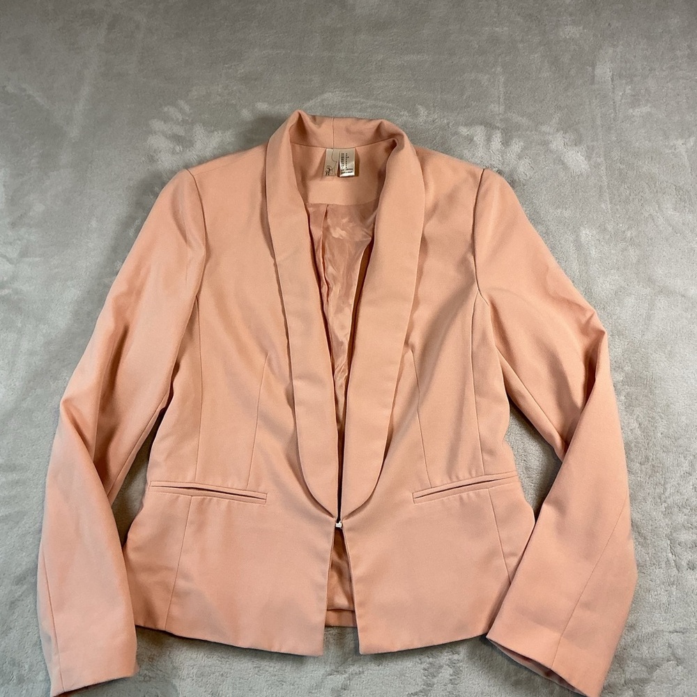 Women's Blush Peach Shawl Collar Blazer forever 21 small suit jacket